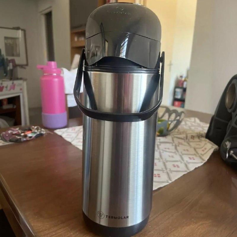 Garrafa Térmica De Pressão 1,8 Litro Inox Lúmina Ponte Lar Utilidades Conserva Bebidas Quentes E Frias Alavanca Resistente