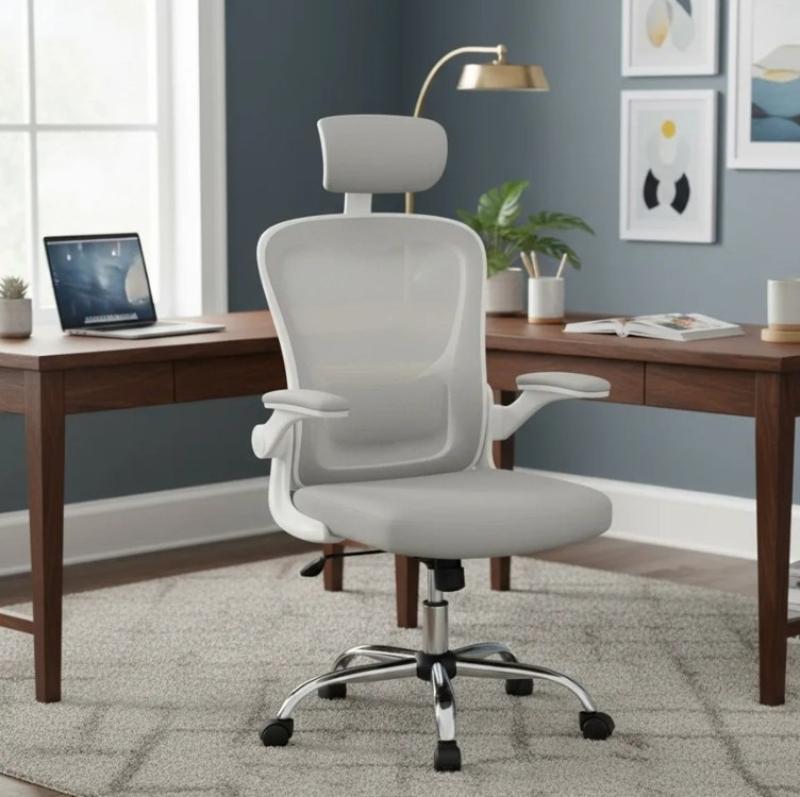 Cadeira De Escritório Ergonômica Giratória Boston G100 Com Estofado Mesh Luvinco Com Ajuste Lombar Cinza Malha