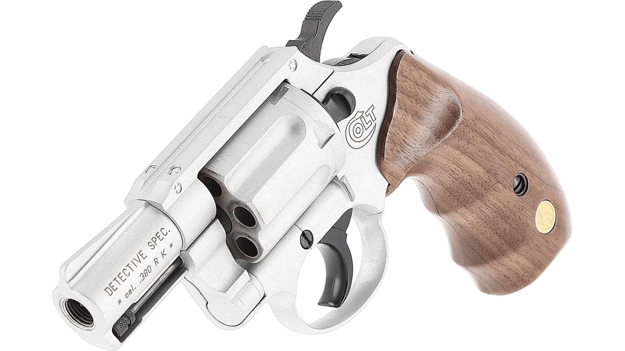 Colt Detective Special - 9 mm R.K., Nickel-Finish, Holzgriffschalen