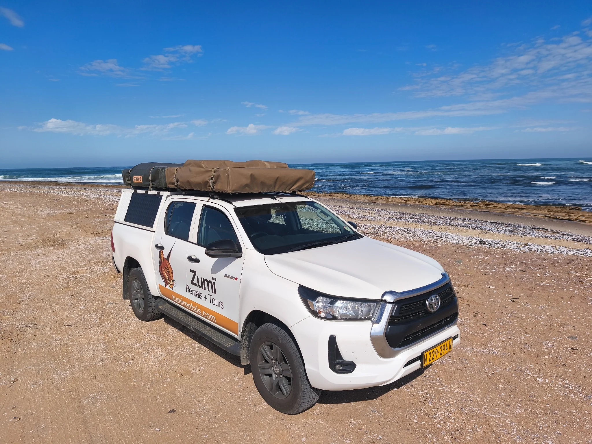 Toyota Hilux Camping on Namibia's Atlantic coast