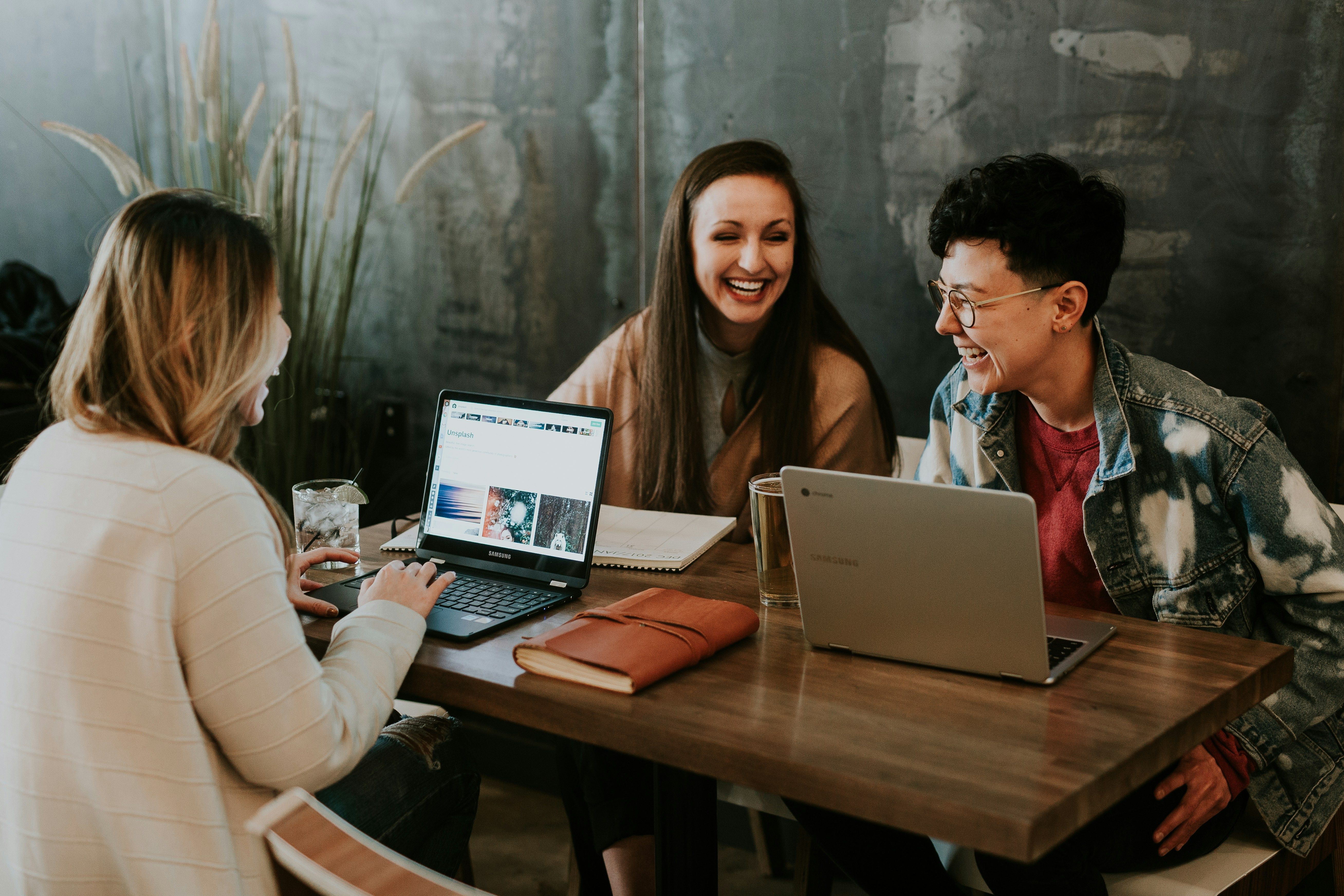 Professionals collaborating in a modern workspace