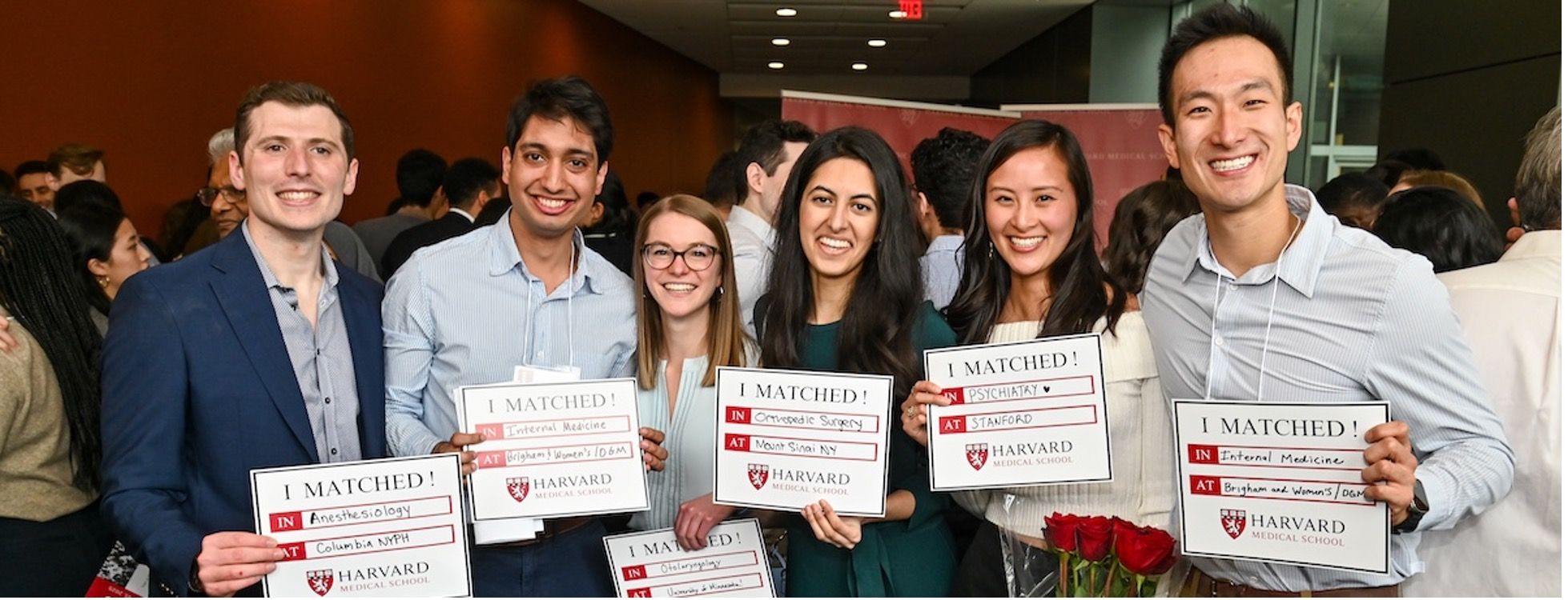 This photo shows Harvard Medical School students celebrating Match Day 2026, where they learned their residency placements.