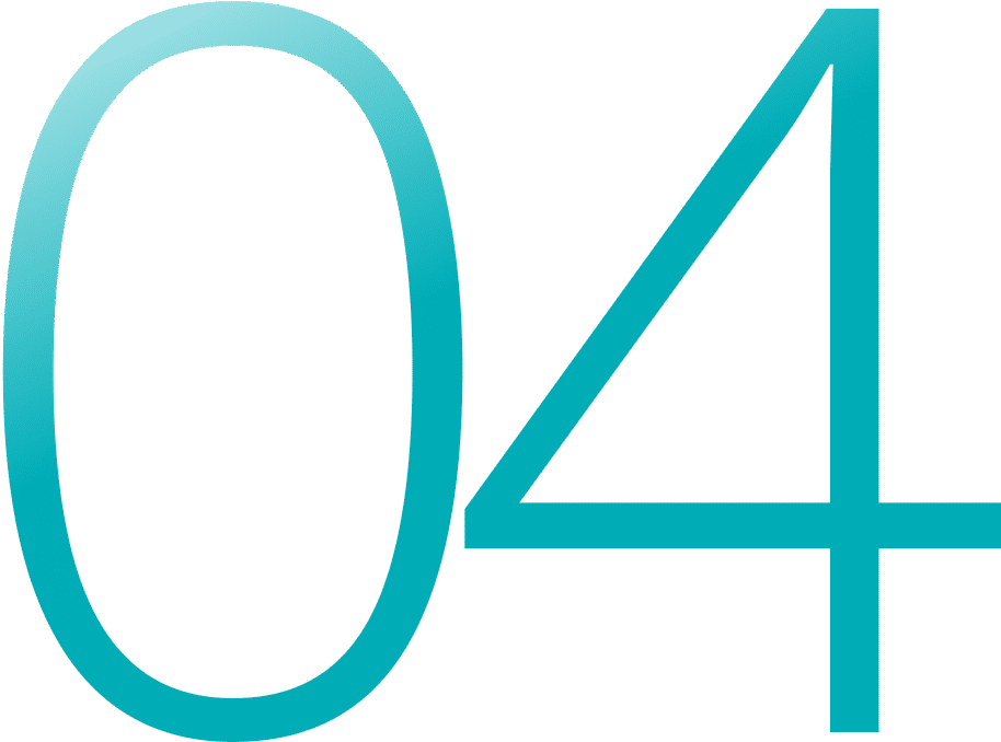 A stylized number "04" in a gradient teal color on a black background.
