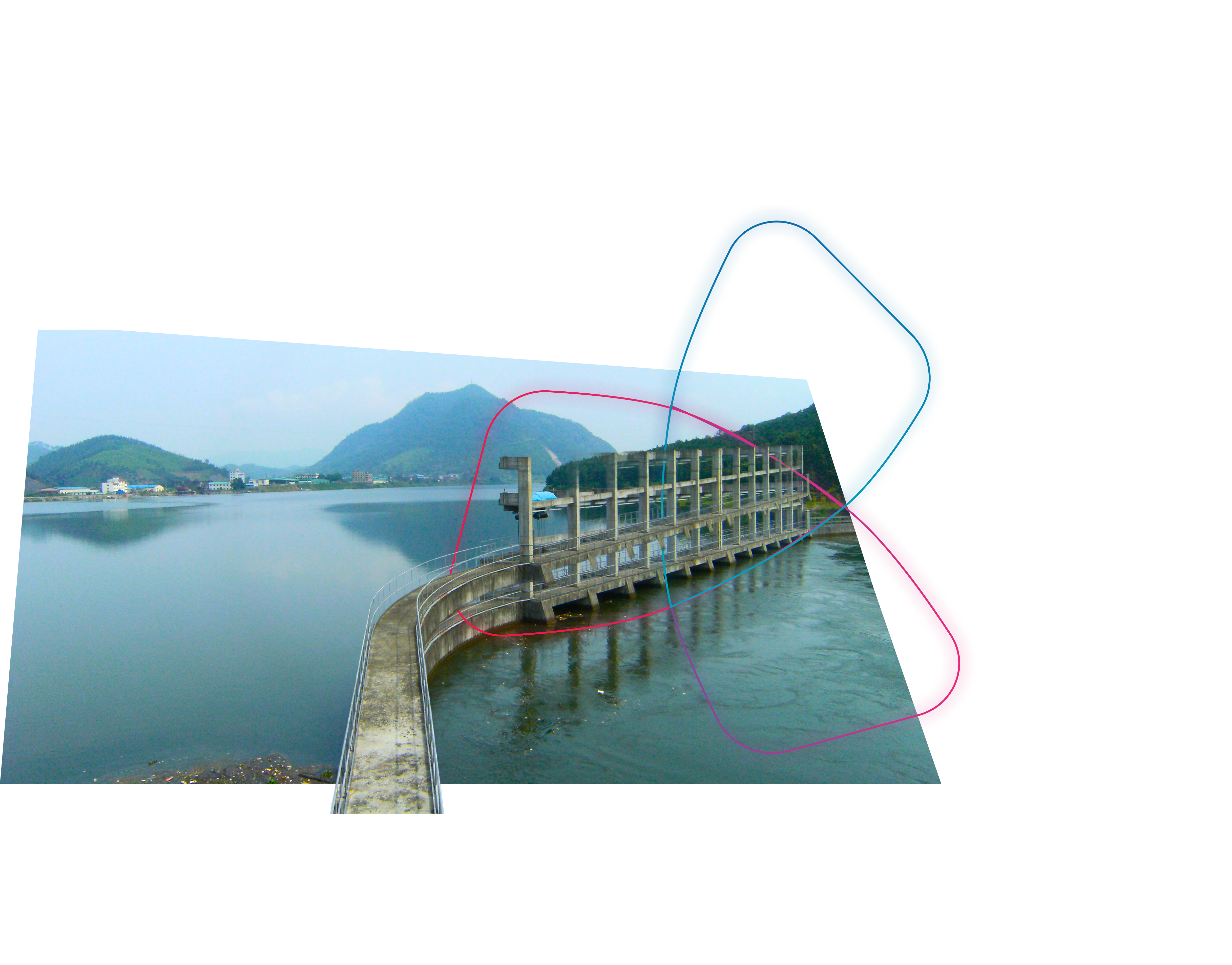 A hydro-based renewable energy project featuring a scenic dam along a river.