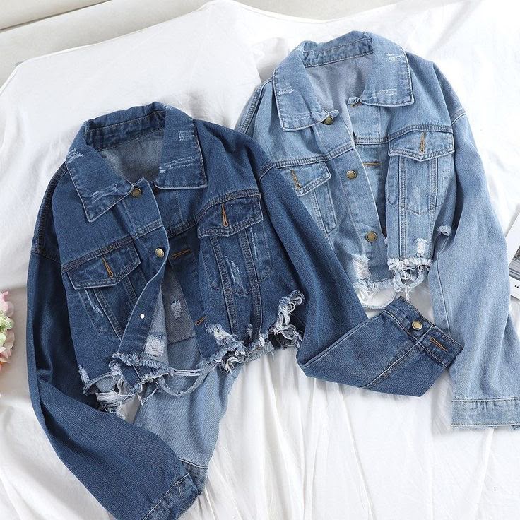 Veste en Jean Femme Courte Oversize Effet Déchiré – Veste Denim Crop Tendance - vue 2
