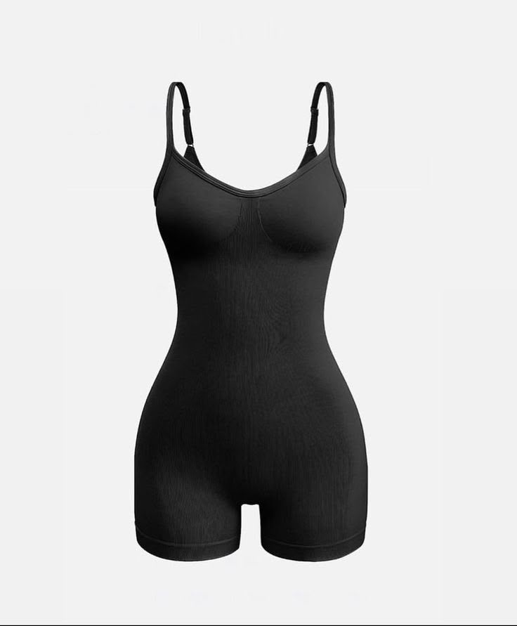 Combinaison Gainante Femme Sans Manches à Bretelles Fines – Shorty Sculptant Noir Seamless - vue 2