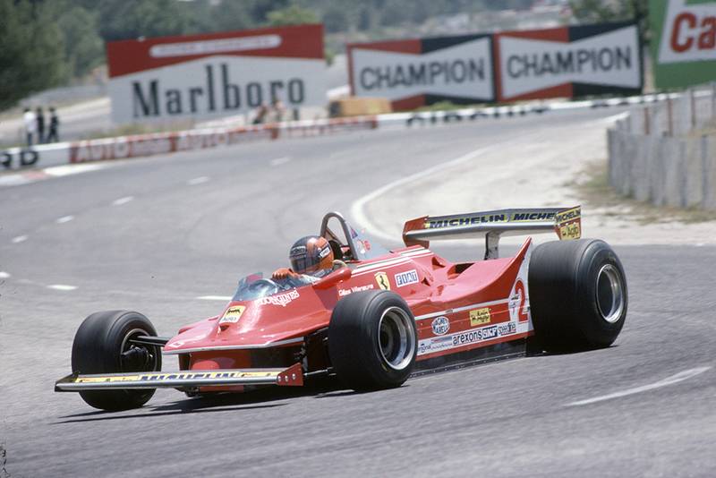 Gilles Villeneuve in a Ferrari 312T5.