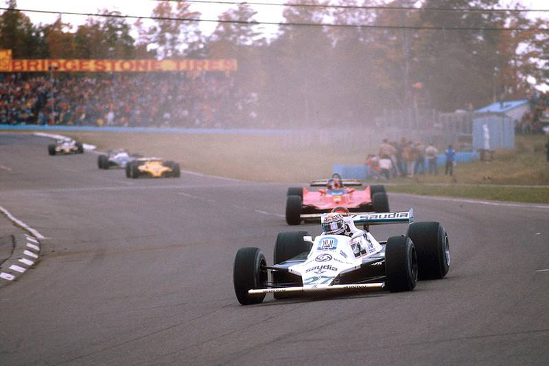 Alan Jones heading to a win in his Williams FW07B Ford.