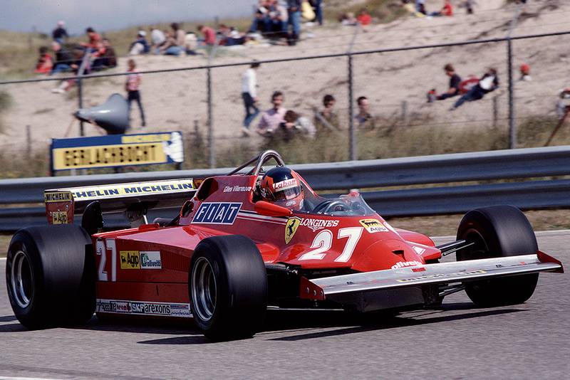 Gilles Villeneuve in his Ferrari 126CK.