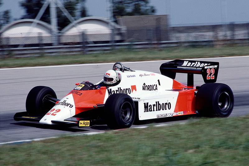 Andrea de Cesaris in his Alfa Romeo 183T.