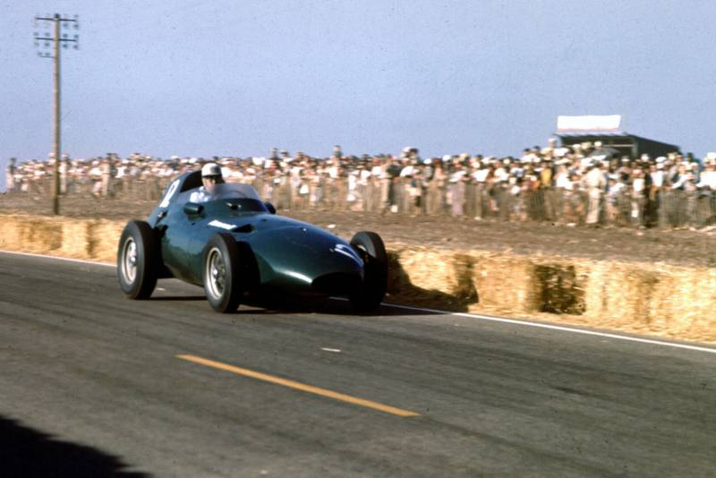 Stuart Lewis-Evans at the wheel of his Vanwall VW4