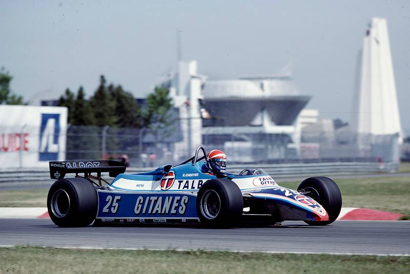 Eddie Cheever at the wheel of his Ligier JS17B Matra.