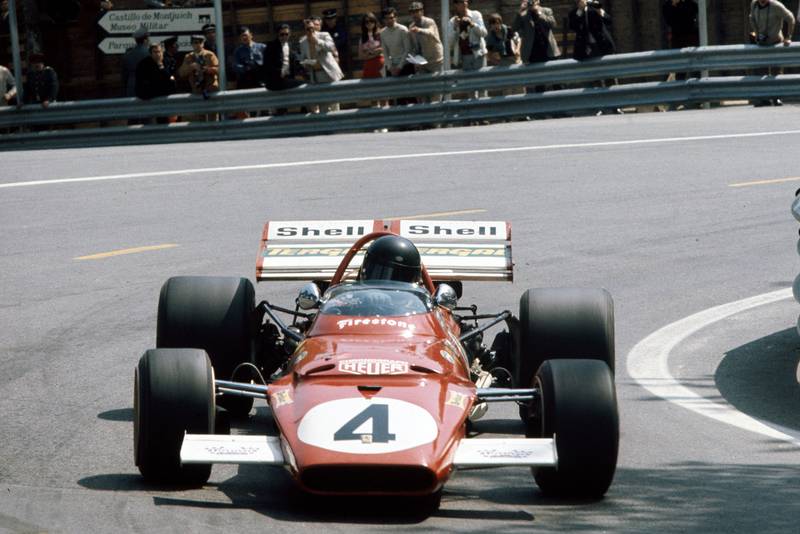 Jacky Ickx driving for Ferrari at the 1971 Spanish Grand Prix.