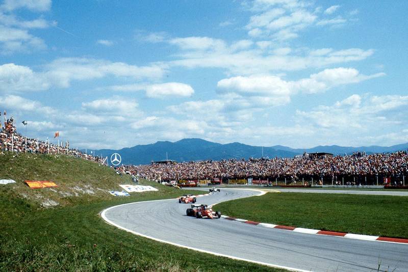 Patrick Tambay leads his Ferrari team mate Rene Arnoux.