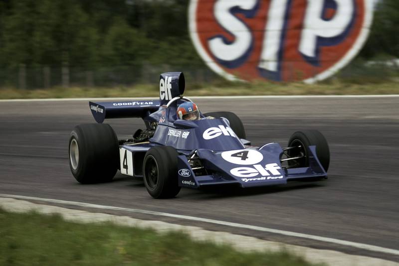 Patrick Depailler competing for Tyrrell at the 1974 Swedish Grand Prix.