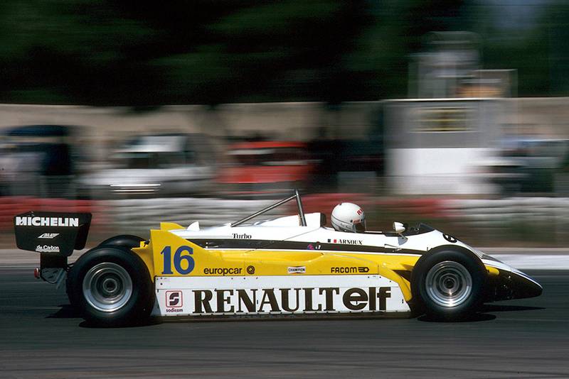 Rene Arnoux drove his Renault RE30B to a win.