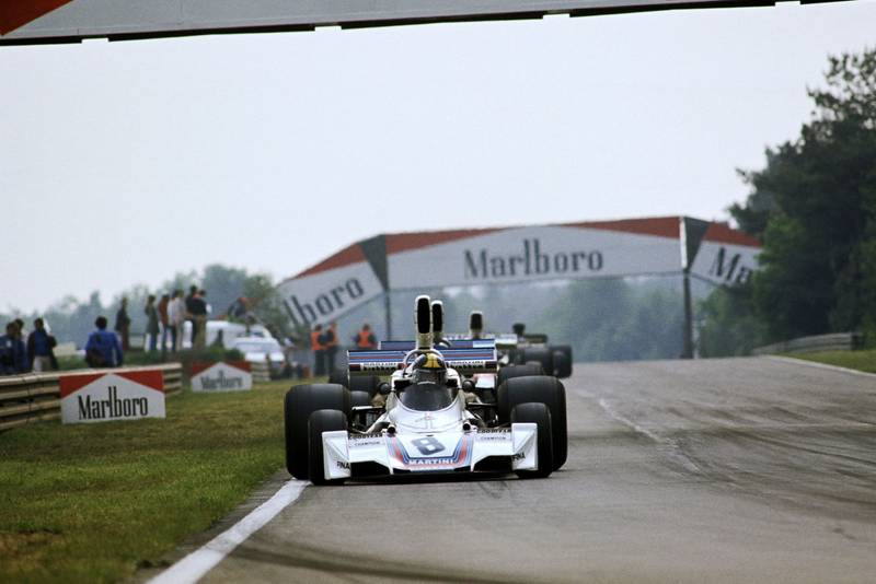 Carlos Pace (Brabham) competeing at the 1975 Belgian Grand Prix, Zolder.