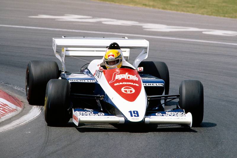 Ayrton Senna in his Toleman TG184-Hart.