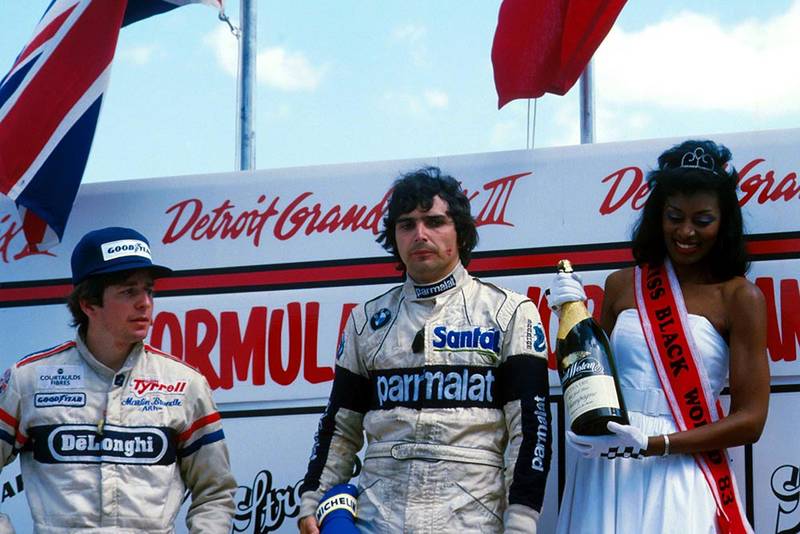 Winner Nelson Piquet and Martin Brundle on the podium.
