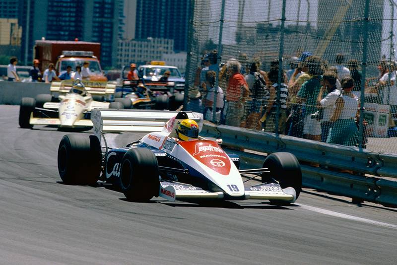 Ayrton Senna in his Toleman TG184-Hart.