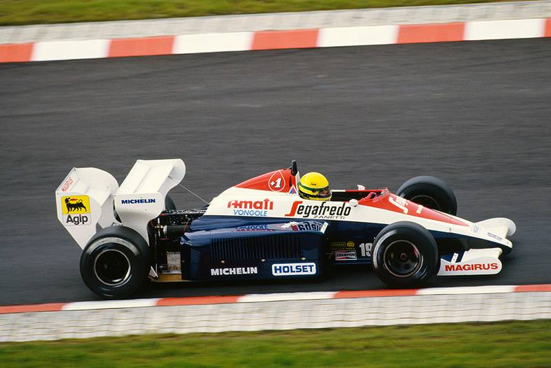 Ayrton Senna in his Toleman TG184-Hart.