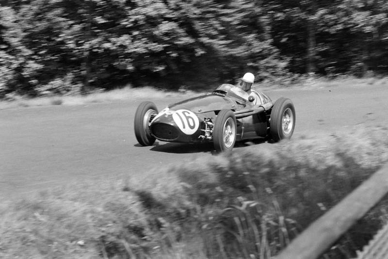 Roy Salvadori in his Maserati 250F at the 1956 German Grand Prix, Nurburgring.