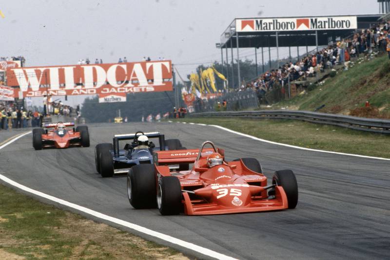 Alfa Romeo's Bruno Giacomelli competing at the 1979 Belgian Grand Prix, Zolder.