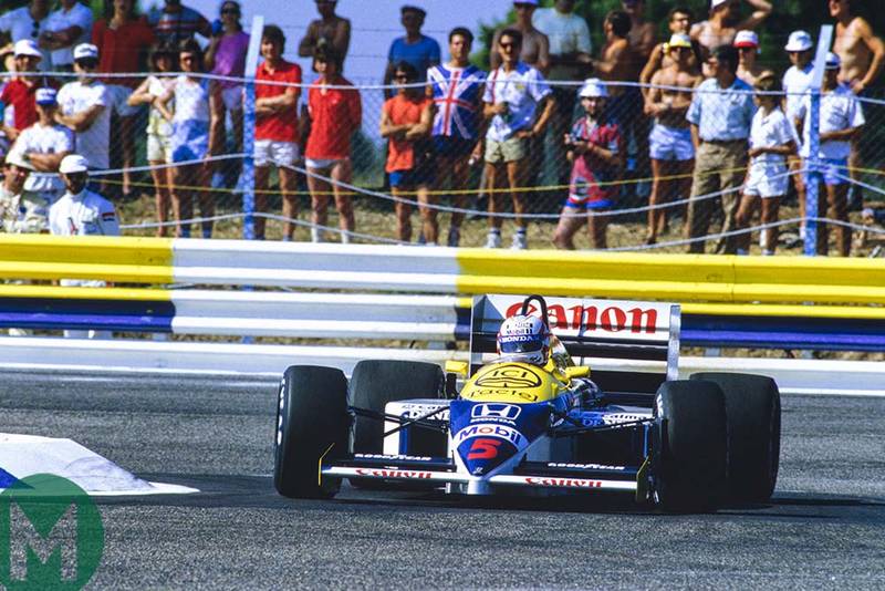 Nigel Mansell goes through chicane at 1986 French Grand Prix Paul Ricard