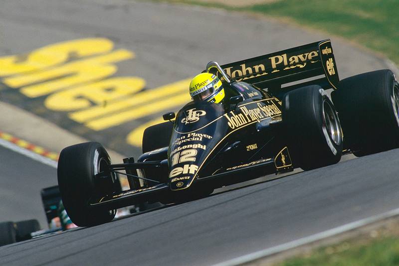Ayrton Senna retired in his Lotus 98T-Renault.