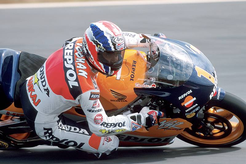 Mick Doohan cornering on a Honda NSR500