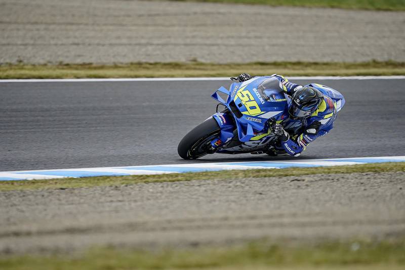 Suzuki test rider Sylvain Guintoli during practice in Motegi
