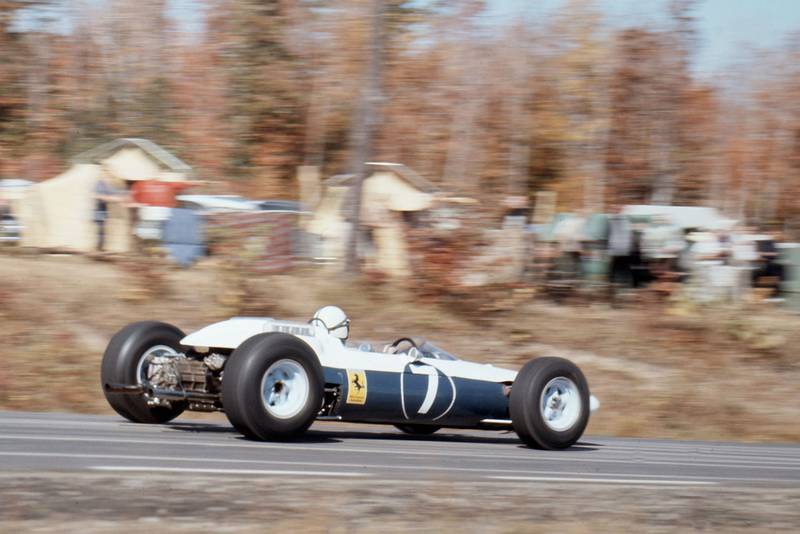 John Surtees driving for Ferrari at the 1964 United States Grand Prix.