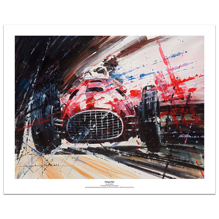 Product image for Pampas Bull | Froilan Gonzalez - Ferrari - 1951 | John Ketchell | Art Print