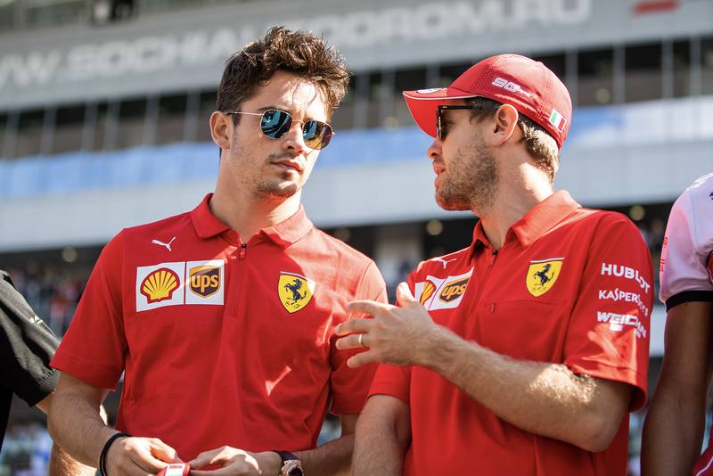 F1 2020 My Driver Career Charles-Leclerc-talks-to-Sebastian-Vettel-at-the-2019-Russian-Grand-Prix