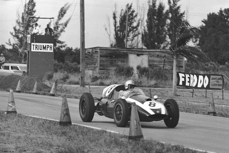 Jack Brabham in the 1959 united States Grand Prix at Sebring