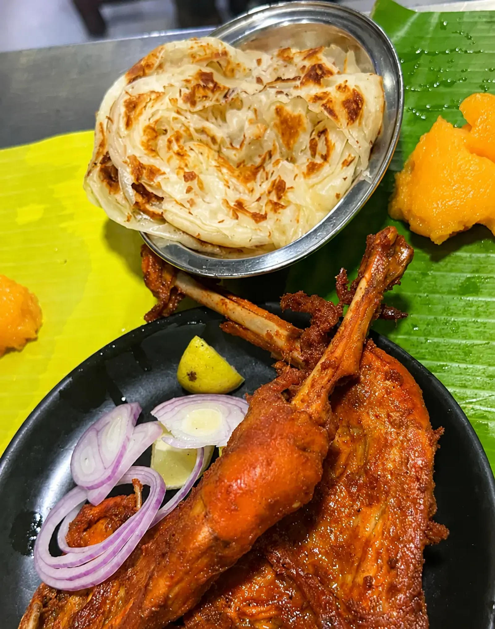 Parotta and Gun Chicken at Border Rahmath