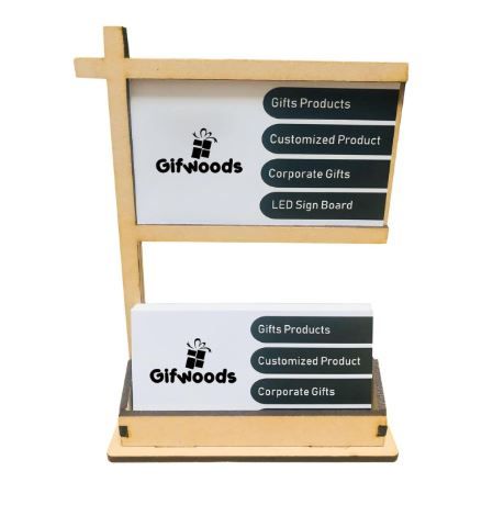 Wooden Business Card Holder with Nameplate 