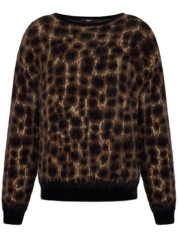 Strickpullover mit Jacquard in Patch Black/Brown