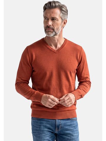 Pullover Basic in Rot / braun