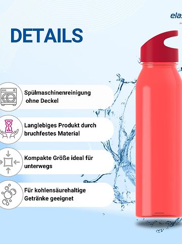 Trinkflasche Active "Wave" in transparent-rot/standard-rot - 650 ml