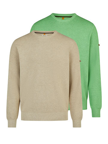 Pullover Basic in Grün / beige