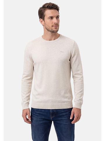 S. Oliver Pullover Basic in Weiß / grün