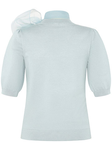 Kurzarmpullover mit Schleife in Silver Blue