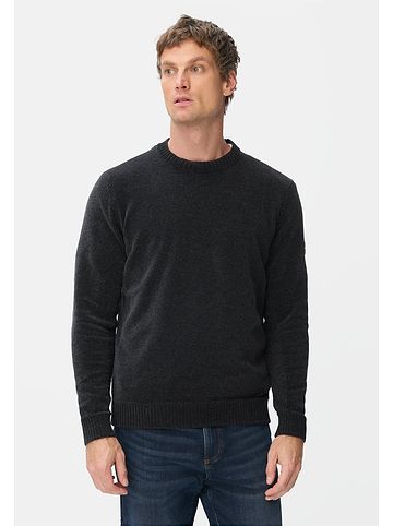 Pullover mit seitlichem Strick-Einsatz in Navyblau
