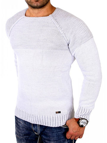 RESLAD Strickpullover Two-Tone in weiß