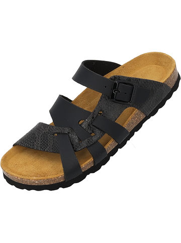 Pantoletten Kreta in Schwarz Python