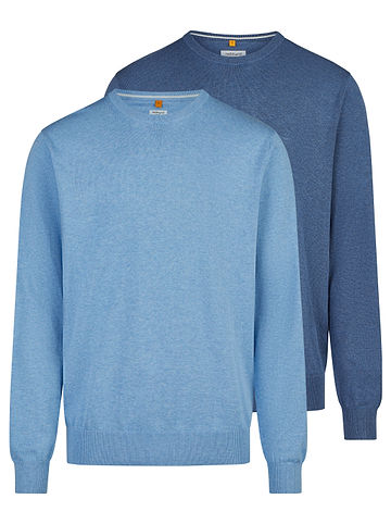 Pullover Basic in Blau / hellblau