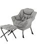 Sessel mit Hocker in Grau