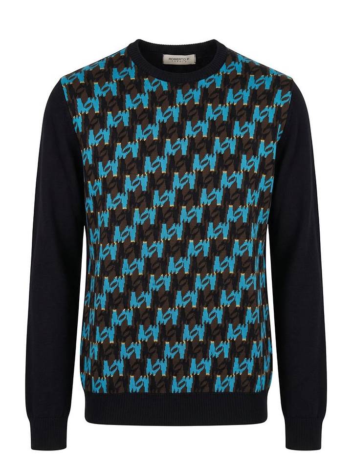 Hellblau Wolle Herren Pullover