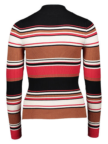 Pullover in Hellbraun/ Rot/ Schwarz